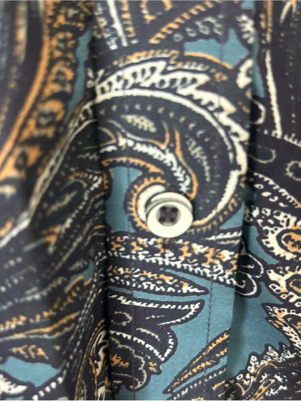 RH Royal Highness Equestrian Blue Paisley Button Up L/S  Show Riding Shirt Sz M